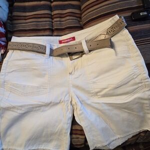 Unionbay Women's White Shorts with Tan Belt